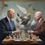 Placeholder: Putin, President Xi Of China And Joe Biden Play Chess With A Pigeon,Ufo And Atomic Bomb Mushroom Cloud,Complex Surgical Instruments, A Newborn Boy,Minimalist composition,Painting By Adrian Ghenie,Rene Magritte,Pablo Picasso,Michelangelo,Salvador Dali,Lucian Freud