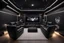 Placeholder: a black themed dedicated home cinema room with LED ambient lighting in the walls make sure the room is completely symmetrical