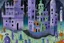 Placeholder: A light purple haunted prison with slimy ghosts painted by Wassily Kandinsky