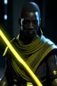 Placeholder: Black skinned Jedi sentinel with yellow lightsaber