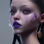 Placeholder: Jenna ortega, wednesday, wearing a dark purple lip paired with the soft smoke around eyes, wednesday hair, wednesday dress, hyper detail, octane render, unreal engine 5, photorealistic, 8k resulation