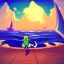 Placeholder: Legend Of Zelda: Wind Waker style vast ocean, stylized, celshaded, colorful, adventurous, frontal view, full view.