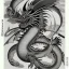 Placeholder: Ukiyo-e styled art, black and white dragon