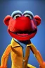 Placeholder: Waist up muppet Portrait, Nicolas maduro us muppet doll, Venezuelan president, tracksuit red blue and yellow, mustache, photo studio, red background, unreal engine 5, concept art, art station, ray tracing, lumen lighting, ultra detail, volumetric lighting, 3d.