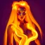 Placeholder: woman made of fire, fire angel, fire clothes, full body portrait, long flowing yellow hair, highly detailed, real life photo, photo quality, extremely detailed, highly detailed, 8K, crisp quality