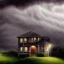 Placeholder: suburban homes, rooftop view, heavy dark storm encroaches, some homes are being protected from storm damage by magic spells. 8k resolution, high-quality, fine-detail, iridescent, intricate, detailed matte, volumetric lighting, illustration, brian froud, howard lyon, selina french, anna dittmann, annie stokes, lisa parker, greg rutowski