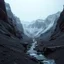 Placeholder: Photograph, a dark mass of terrain, giant museum space, powder, brook, dramatic colors, geological formation, architecture, minimalist, details of the terrain very accentuated, 8k, deep 3d field, sharp, brutalist, hasselblad h6d400c --ar 85:128 --v 6.0