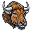 Placeholder: angled view of the head of an American Bison, sports mascot style