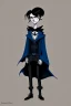 Placeholder: black haired blue eyed young man wizard with gothic jewelry in the style of charles addams