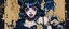 Placeholder: Poster in two gradually, a one side malevolent goth vampire girl face and other side the Singer Melanie Martinez face, full body, sit pose, painting by Yoji Shinkawa, darkblue and gold tones,