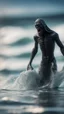 Placeholder: naked dementor surfing the waves unhappy about life,bokeh like f/0.8, tilt-shift lens 8k, high detail, smooth render, down-light, unreal engine, prize winning