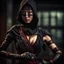 Placeholder: Behold the powerful alluring and pretty ninja woman, her body adorned with the traditional ninja costume, HDR, beautifully shot, hyperrealistic, sharp focus, 64 megapixels, perfect composition, high contrast, cinematic, atmospheric, moody