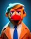 Placeholder: Waist up Portrait, Donald trump muppet, Sesame Street style, retro style, photo studio, blue background, unreal engine 5, god lights, ray tracing, RTX, lumen lighting, ultra detail, volumetric lighting, 3d.