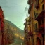 Placeholder: Genoa, uphill road, Ligurian architecture , by Jeremy mann, point perspective,intricate detailed, strong lines, John atkinson Grimshaw,