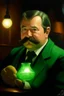 Placeholder: Fat greenlantern burguese mustache at the casino oil canvas.