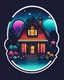 Placeholder: create an abstract design logo for a t-shirt graphic design company called "SugaPop House of Designs".", sticker, 2d cute, fantasy, dreamy, vector illustration, 2d flat, centered, by Tim Burton, professional, sleek, modern, minimalist, graphic, line art, vector graphics