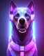 Placeholder: portrait of cyberpunk dog, purple blue color, high key lighting, volumetric