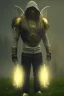 Placeholder: running berserker portrait , no face, black jogging suite , in the night Alps , holding coins , angels background, volumetric gold light, high detail, dark leaf tree, dark mountains in background, perfect, HR Giger style