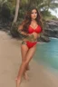 Placeholder: Demi Rose is so beautiful with her auburn hair and green eyes that all I want to do is paint a picture of her standing on a beach in Hawaii in a slinky red bikini