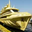 Placeholder: A pale yellow lightning yacht designed in ancient Egyptian architectures and sculptures painted by Cai Jia