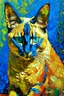 Placeholder: Portrait of Siamese cat by Van Gogh