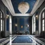 Placeholder: luxury hall ,tiled blue and gray large floor,