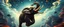 Placeholder: bear ant eater elephant floating in 4 dimensions, goa trance movie poster, stylized art, pin hole photo, motion blur