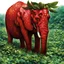 Placeholder: fantasy 90's tcg art of red strawberry elephant