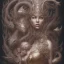 Placeholder: sango fantasy, fantasy magic, intricate, sharp focus, illustration, highly detailed, digital painting, concept art, matte, artgerm and paul lewin and kehinde wiley, masterpiece sexy lips Asian afro lips black African lady body mermaid Dragon head silver bright rain lady outer space mermaid pretty skull head