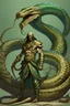 Placeholder: A great humanoid serpent with the lower-body of a serpent. He stands tall and powerful, slithering on one giant snake tail