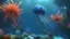Placeholder: creatures, minerals, kyanite mines, from subnautica from deep sea, leviathan's a lot of sea plants very deep, beautiful, subnautica biom