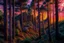 Placeholder: Into the woods casting cosmic colors and texture fill,pine trees,wooded forest of benguet mountain land scapes ethereal sunset lighting