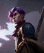 Placeholder: A strong kind young male character with a massive spear weapon with purple hair, full body by Greg Rutkowski, Sung Choi, Mitchell Mohrhauser, Maciej Kuciara, Johnson Ting, Maxim Verehin, Peter Konig, 8k photorealistic, cinematic lighting, HD, high details, dramatic, atmosphereric, trending on artstation