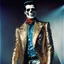 Placeholder: [high res colour photo by helmut newton] this skeleton wears the incredible sequined jacket that Elvis wore during a concert in Detroit