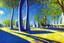 Placeholder: Sunny Day, futuristic buildings near the tree zone, sci-fi, realistic vision, impressionism painting