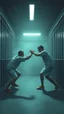 Placeholder: A prison cell with two prisoners fighting with each other