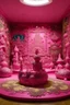 Placeholder: A pink magical kingdom with hearts designed in Maori sculptures painted by Vincent van Gogh