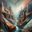Placeholder: Envision a fractured landscape where perspectives shift and warp, distorting the viewer's sense of space and scale. Unexpected angles and distorted proportions create a sense of disorientation that encourages viewers to linger and explore the surreal landscape.