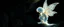 Placeholder: pen outline with some neon airbrush, illuminated transparent glowing pixie in the shadows with long fluffy white fur looking at awesome glowing cave painting, pin hole camera, in the style of Rembrandt