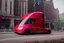 Placeholder: A Tesla 'Semi' (semi truck) is going at a high speed, near the building of the 'Friends' series in New York. (CINEMATIC, WIDE ANGLE LENS, PHOTO REAL)