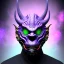 Placeholder: oni purple mask in galaxy, teal and purple smoke, detailed, realistic, 4k