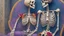 Placeholder: Famous Skeleton Couple Posing together wearing 1920's Hollywood Grandeur; Surreal, Intricately Detailed, Beautiful, Colorful, award-winning, high definition, ultra-detailed, beautiful, rose tones