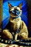 Placeholder: Portrait of a sitting up Siamese cat by Louis wain