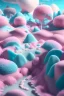 Placeholder: detailed peaceful landscape made of cake frosting, cotton candy, ice cream, strong texture, extreme detail, octane render