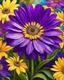 Placeholder: ideal image optimization, the best lush Osteospermum result, Create stunning summer flowers art combining Gustav Klimt's intricate style with Pierre-Auguste Renoir's vibrant brushstrokes. Use alcohol ink splatter for dynamic elements. Aim for hyper-detailed super realism in 8K, with bright neon colors and gold accents, capturing a radiant summer day. Add an Art Nouveau aesthetic to enhance elegance and sophistication of this award-winning Masterpiece.