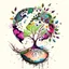 Placeholder: Create an illustration of a blossoming tree with roots firmly grounded in fertile soil, surrounded by symbols of creativity such as paint splatters, musical notes, and geometric patterns. Incorporate the image of a globe or Earth in the background, signifying the global impact of promoting creativity, authenticity, and environmental consciousness.