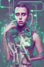 Placeholder: Singer Danish MØ in style cyberpunk, green tones, high lighting