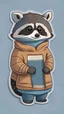 Placeholder: un lindo mapache con una sudadera, sticker, caricatura