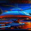 Placeholder: award winning car and driver digital 64k photorealistic image of a futuristic UFO station wagon designed by an unknown alien civilization, only one vehicle per image painted metallic orange traveling at a high rate of speed,the rear with bright blue flame, bilaterally symetrical