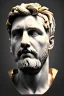 Placeholder: Ultra Realistic image, Roman sculpture bust, clean white marble material, Lionel Messi, gold Laurel leaves wreath, renaissance ornaments, one gold star, gradient background, cinematic lighting, god light, 4k resolution, smooth details, ornate details, soft lighting, unreal engine 5, art station, substance 3d.